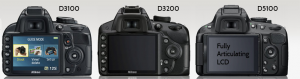 Сравнение Nikon D3200 D5100 D3100. Вид сзади.